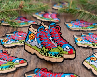 Take A Hike Patch – Hiking Boots – IronOn and/or SewOn