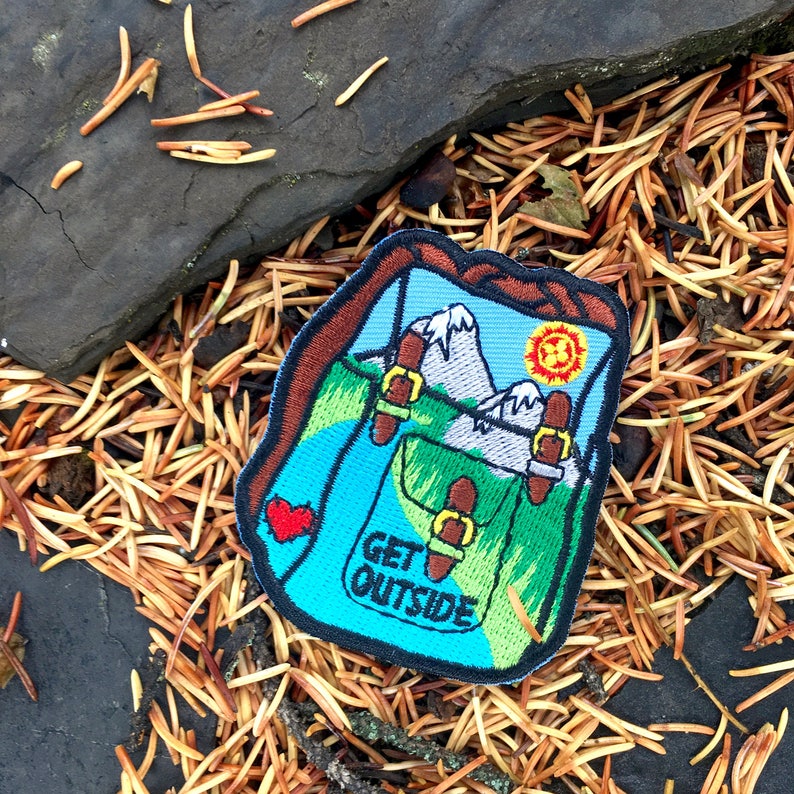 Get Outside Backpack Patch Ironon And/or Sewon Colourful Etsy Canada