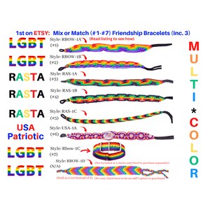Hand Woven String Friendship Bracelets, (Set of 3 ) You Choose. 3 Mix or Match) Bob Marley Rasta Bracelet, Rainbow Bracelet, USA Patriotic