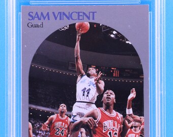Graded 1990 Hoops Sam Vincent #223 Orlando Magic, Shows Michael