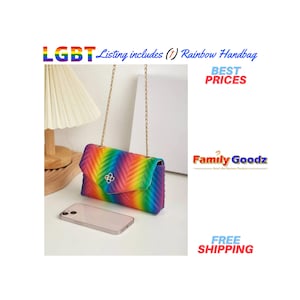 Mini bolso de mano LGBT Gay Pride Rainbow Color Chevron con correa de cadena multicolor. Tamaño perfecto para asistir a esa fiesta o evento.