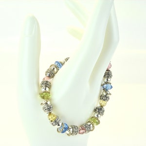 Women or Men Sapphire, Peridot, & Pink Tourmaline Bead Stretch Bracelet. (Listing is for one bracelet). New without tags