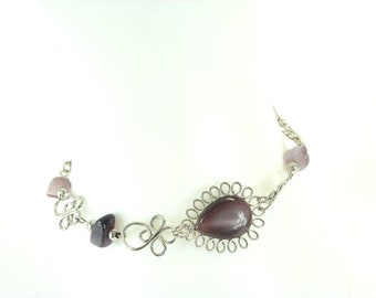 Hand Crafted Peruvian bracelet with semi precious stones.