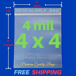 400 Zip Top Sealing Lock Bags Small Square Assortment Sizes Assorted 2mil  Clear Bag 1 2 3 4 