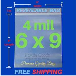 100 Pc Pouch Bag 6 x 9 Clear Front Aluminum Foil Resealable Ziplock –