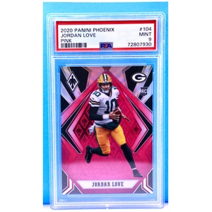 Graded 2020 Panini (PSA-9 Certified) JORDAN LOVE #104 Rookie Card Packers. (Rare) Only 199 Phoenix Pink exist.  This card is #96 of #199.