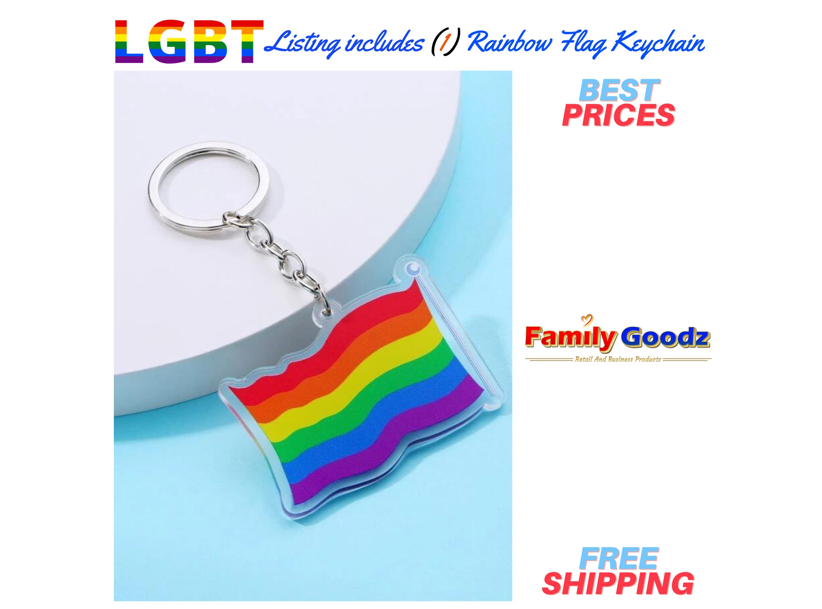 Pride Key Gay Pride LGBTQ Rainbow Multi-colored Flag Keychain (nice and Big to ...
