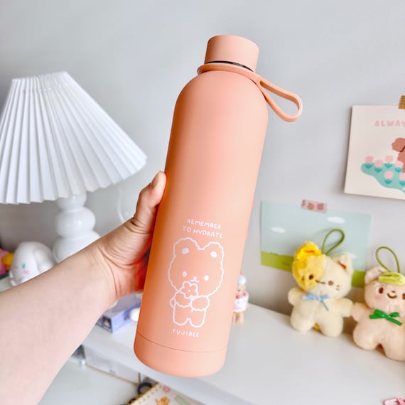 Peach Pink Cute Insulated Steel Water Bottle 