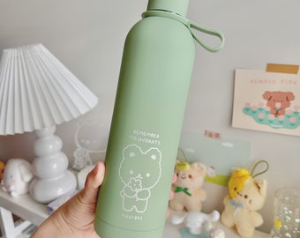 New Leaf Green - Cute Insulated Steel Water Bottle