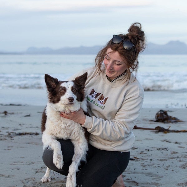 Custom Hand Embroidered Pet Portrait Sweatshirt. 8 week wait . Custom Jumper, pet portrait, personalised,embroidered jumper, pet lovers