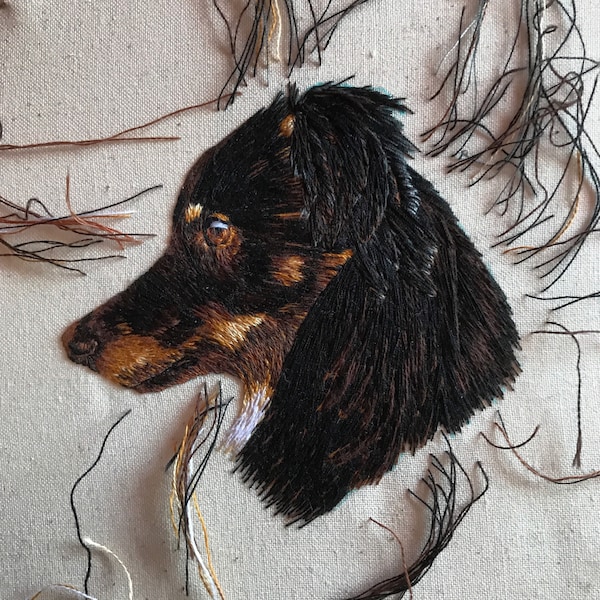 Hand Embroidered Pet Portrait, 8 WEEK WAIT. Singular pet portrait, Dog portrait, Cat portrait, home decor, hoop art, memorial art