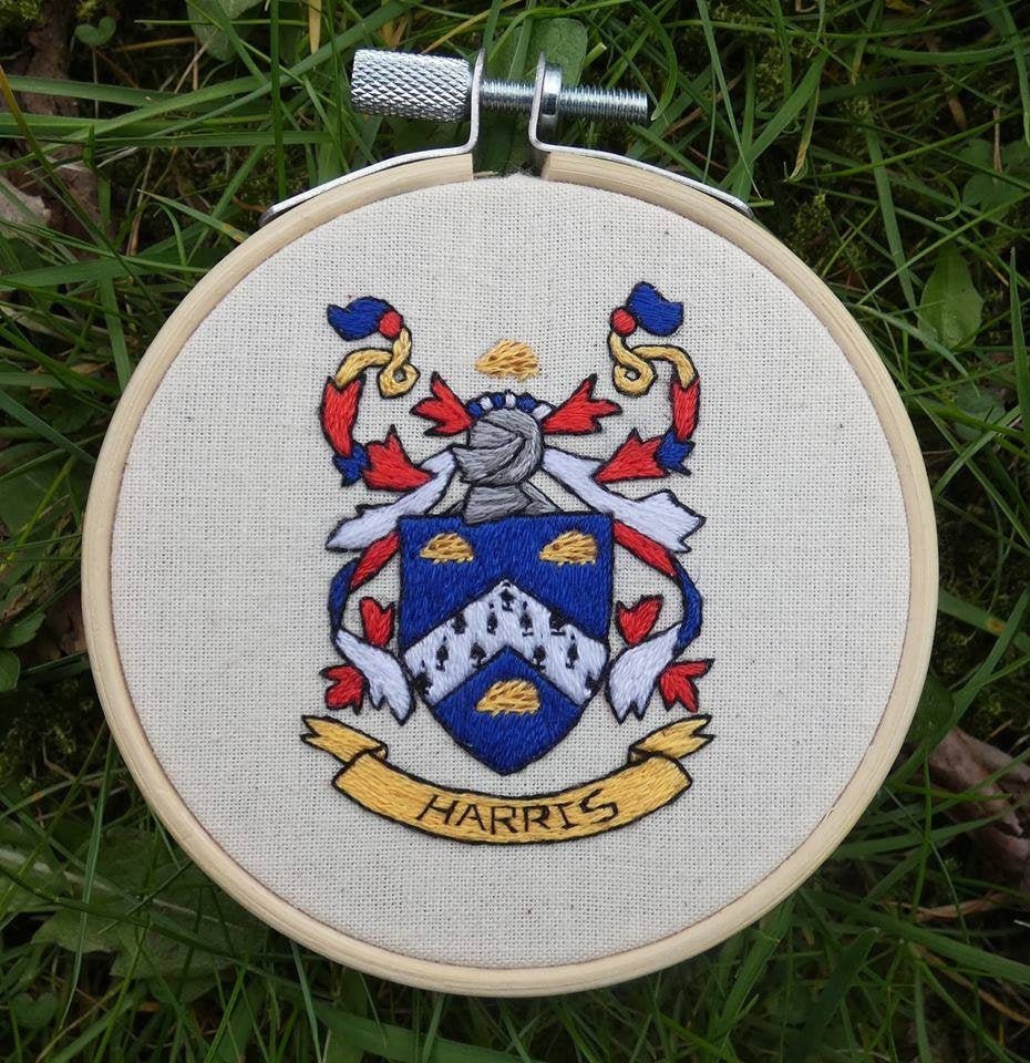 Hand Embroidered Family Crest, Family Crest, Embroidery Art, Gift