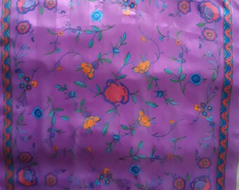 VINTAGE Silken by Berkshire  flower scarf Made in Italy