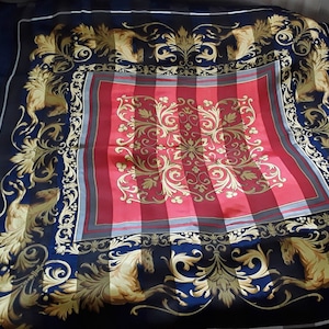 VINTAGE elegant big scarf red and blue