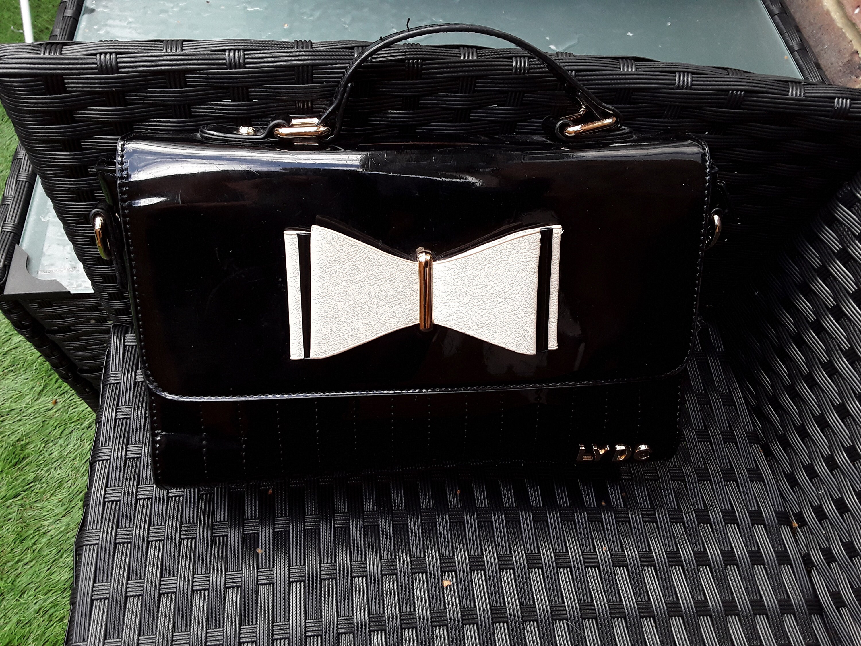 LYDC London Elegant Black Handbag With a Bow Etsy