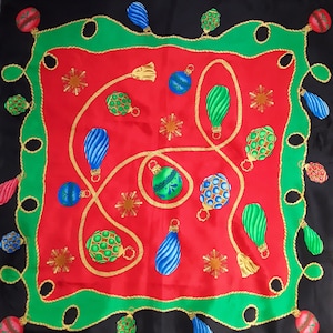 VINTAGE   HONEY scarf with Christmas cakes , silk