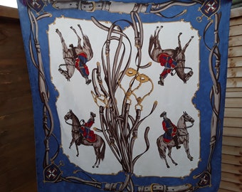 VINTAGE HORSE and EQUESTRIAN Design made in Italy silk scarf