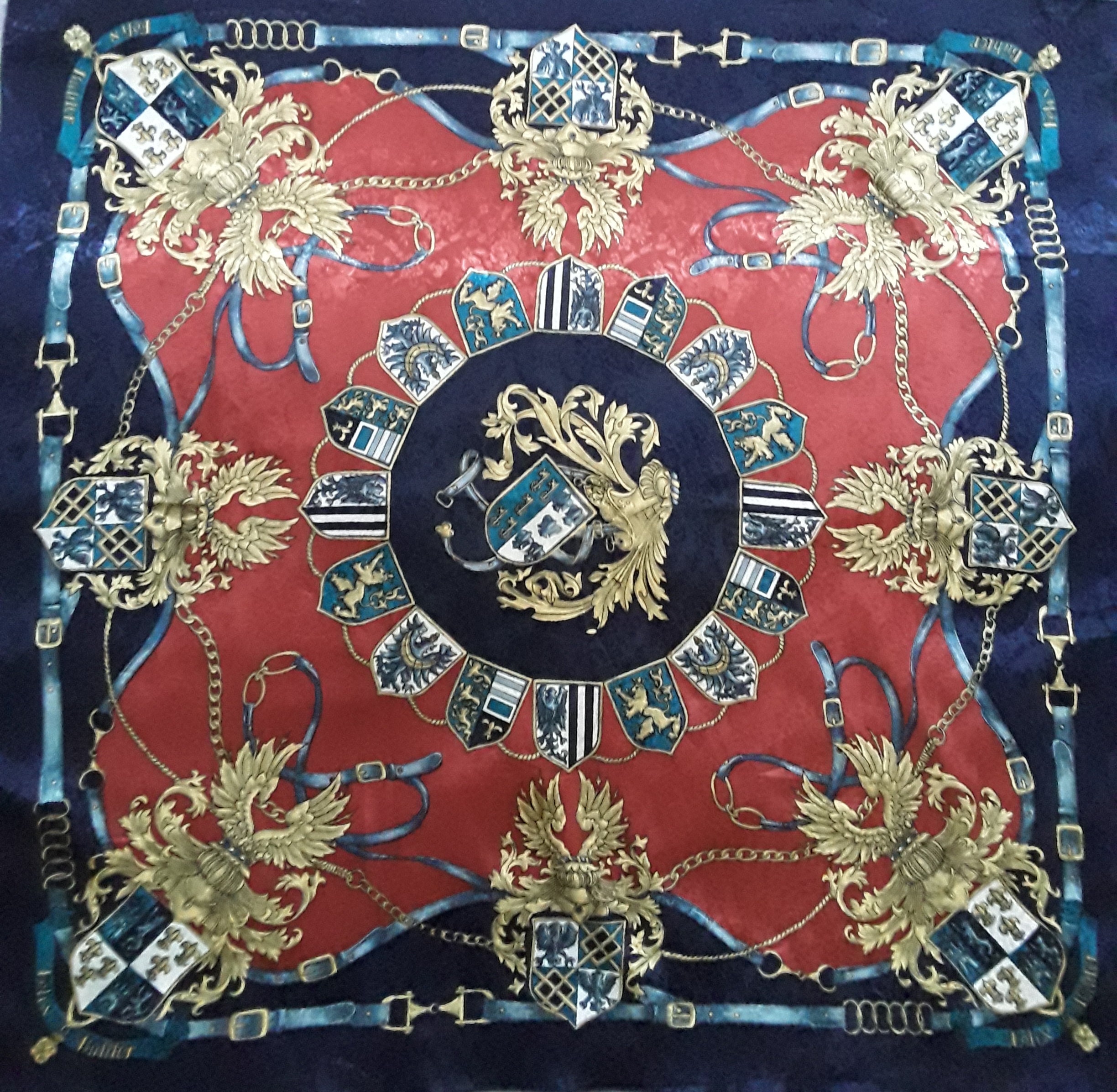 VINTAGE  Felix  Buhler , elegant scarf - coats of arms