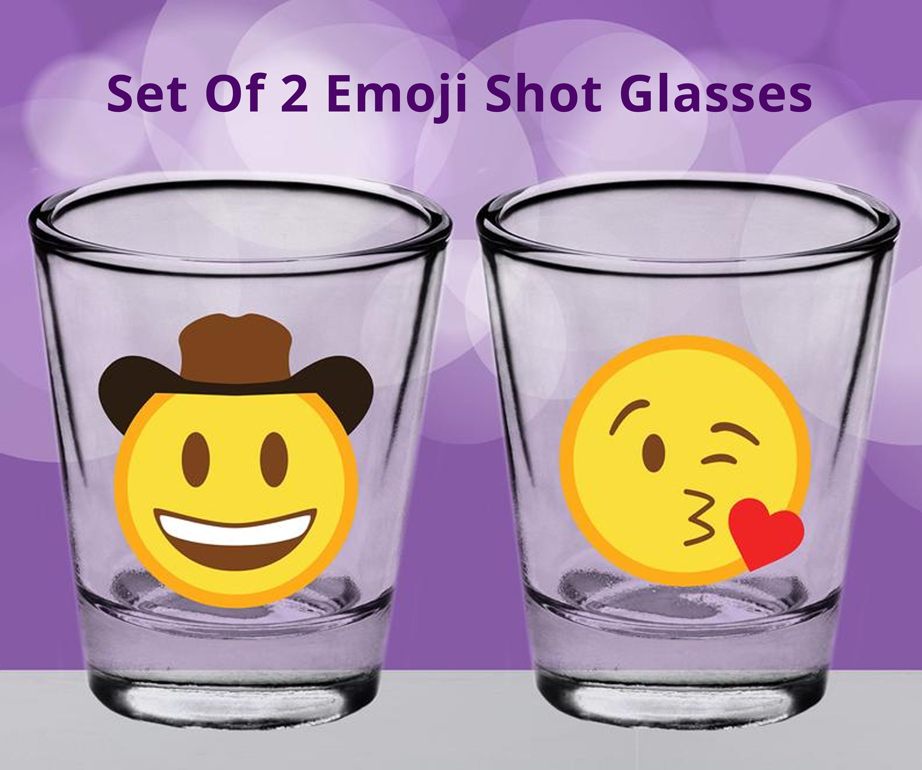 Funny Imprinted Messages Fun Emoji Shot Glasses Describing Your Group of Friends Set of 6 