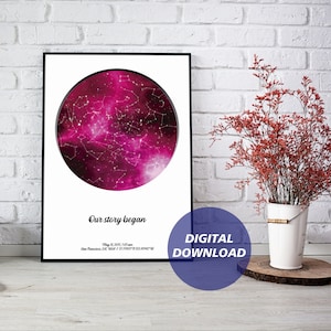 Star map by date, custom sky map, DIGITAL DOWNLOAD