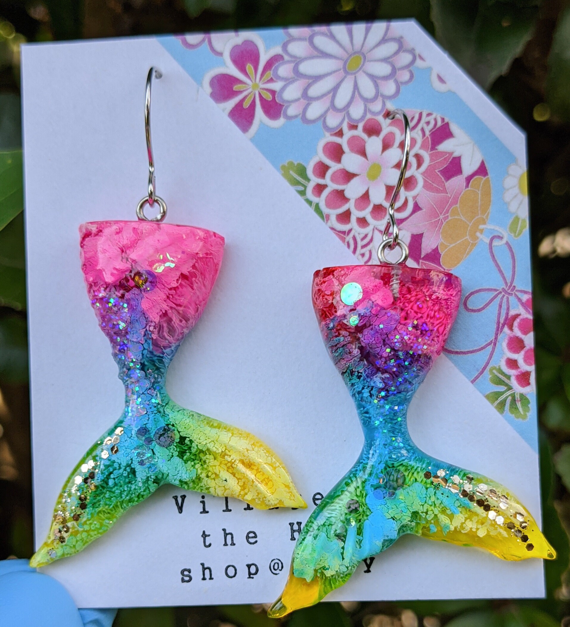 Mermaid tail earrings Mermaid earrings Resin earrings Etsy