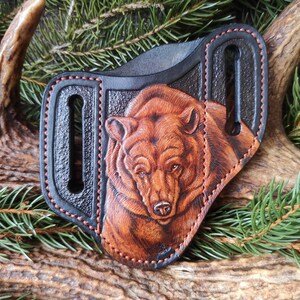 Etui en cuir fait main pour couteau pliant Buck 110 | Holster façonné de style occidental | Etui pour couteaux EDC sur mesure