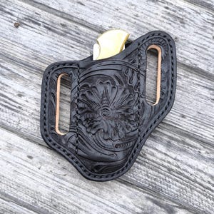 Etui en cuir fait main pour couteau pliant Buck 110 | Holster façonné de style occidental | Etui pour couteaux EDC sur mesure