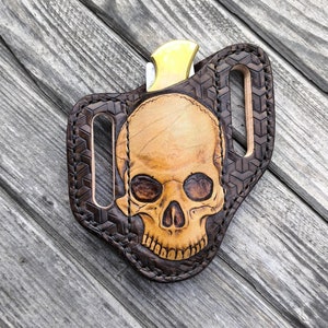 Gaine The Reapers Mark No.2 | Etui de couteau en cuir fait main | Gaine Buck 110 | Chocolat