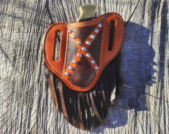 IN STOCK / Hand sewn leather holster for Buck 110 knife or similar size knife
