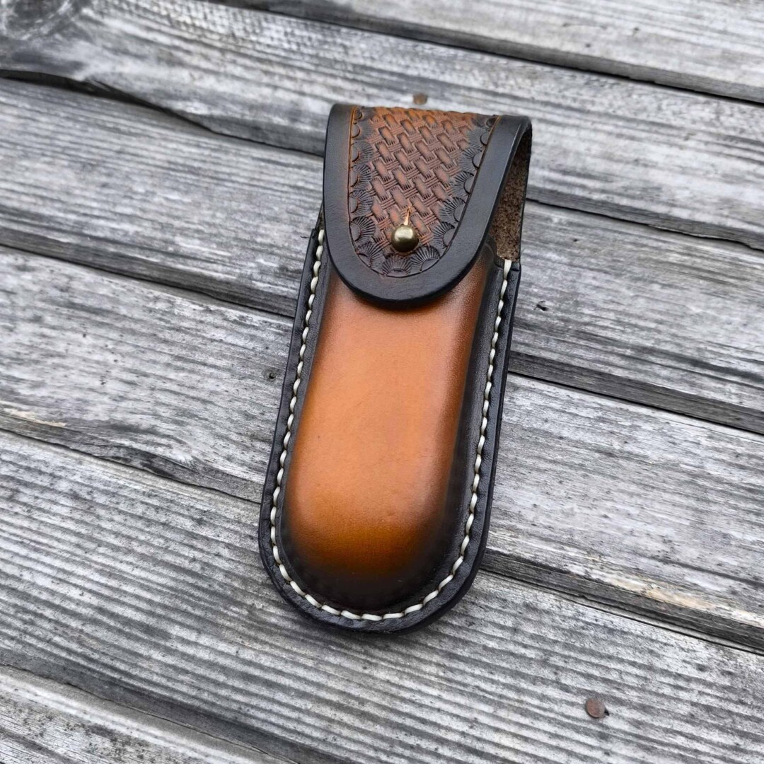Handmade Leather Knife Sheath | Buck 110 Sheath | the Basketweave ...