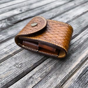 Estuche de munición de cuero hecho a mano para cazadores / Portacartuchos con herramientas / Bolsa de balas de ajuste seguro para balas de caza mayor