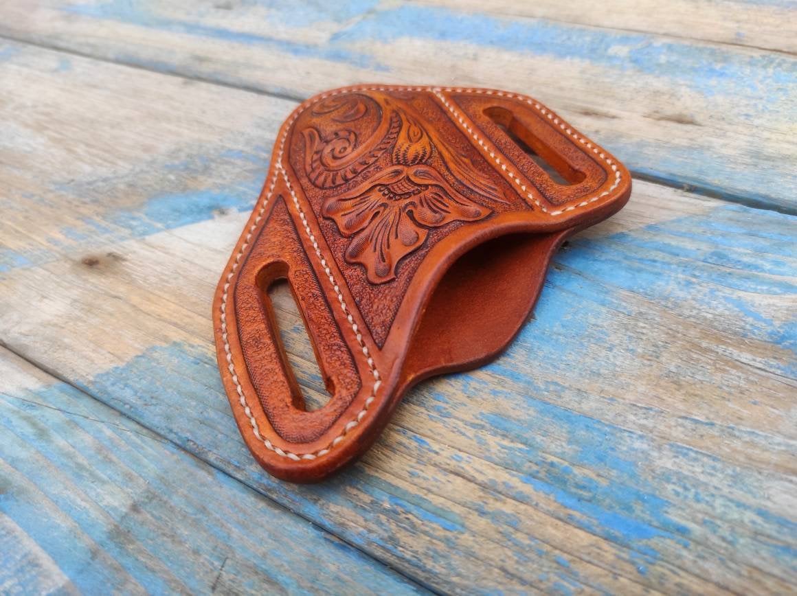 Pancake Sheath for Buck 110 Knife Tooled Leather Knife Case Etsy