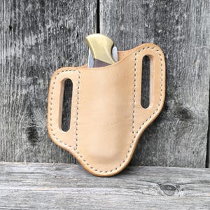 Fodero in pelle fatto a mano per coltello pieghevole Buck 110 / Fondina in stile western lavorata / Custodia per coltello EDC su misura