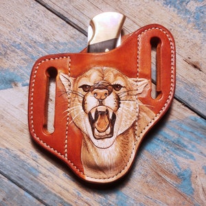 Etui en cuir fait main pour couteau pliant Buck 110 | Holster façonné de style occidental | Etui pour couteaux EDC sur mesure