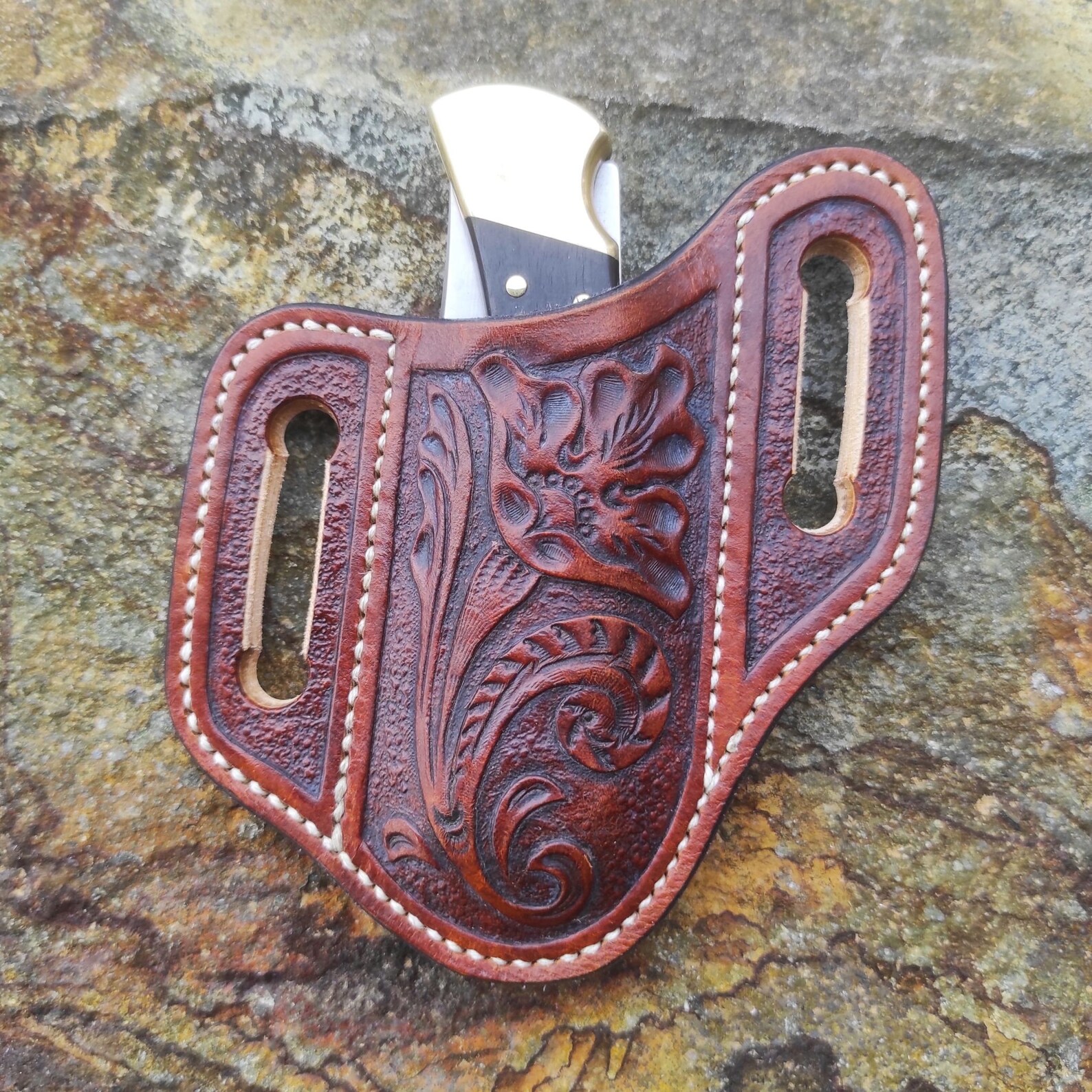 Pancake Sheath for Buck 110 Knife Tooled Leather Knife Case Etsy