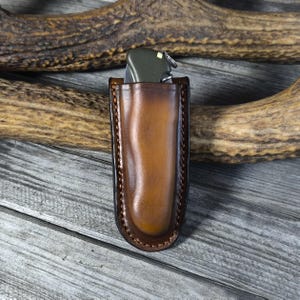 Etui en cuir pour couteau pliant Victorinox Hunter | Gaine EDC moulée sur mesure | Fourreau cousu main