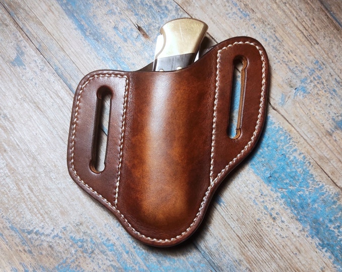 Hand sewn leather holster for Buck 110 knife or similar size knife
