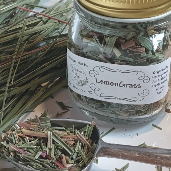 Lemongrass, Lemongrass Spice Jar, Dried Herb, Lemongrass Jar, USA Local Grown, Vegan, Whole Food Herb Spice Seasoning, Lemongrass Tea