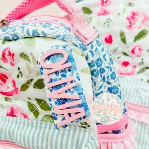 Floral Backpack Tags, Kids Keychains, Personalized Keychain, Acrylic Keychain, Name Tag, Kids Luggage Tag, Diaper Bag Tag,