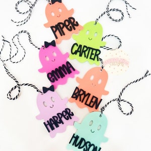Neon-Geist-Halloween-Tag, Boo Korb, Halloween-Eimer, personalisierte Korb-Tag, Kinder-Halloween-Korb, Geist-Tag, Halloween-Geschenke für Kinder