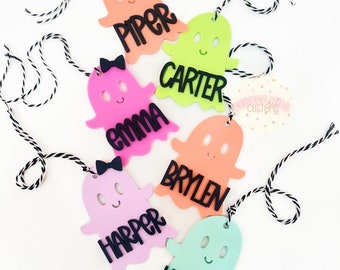 Neon Ghost Halloween Tag, Boo Basket, Halloween Bucket, Personalized Basket Tag, Kids Halloween Basket, Ghost Tag, Halloween Gifts for Kids