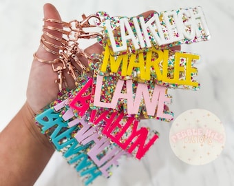 Backpack Tags, Kids Keychains, Personalized Keychain, Acrylic Keychain, Name Tag, Kids Luggage Tag, Diaper Bag Tag