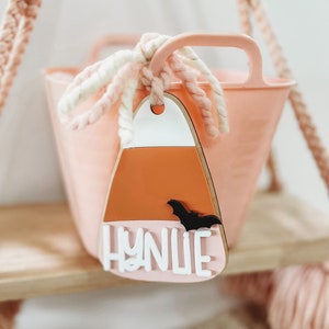 Girls Halloween Tag, Halloween Basket Tag, Halloween Gifts for Kids, Boo Basket Tag, Halloween Name Tags, Candy Corn, Daisy Tag