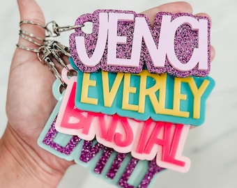 Backpack Tags, Kids Keychains, Personalized Keychain, Acrylic Keychain, Name Tag, Kids Luggage Tag, Diaper Bag Tag,