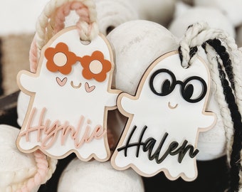 Halloween Basket Tag, Boo Basket, Halloween Bucket, Personalized Basket Tag, Kids Halloween Basket, Retro Ghost Tag, Halloween for Kids