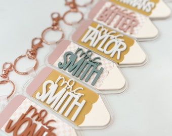 Pencil Keychain, Retro Teacher Keychain, Teacher gifts, Teacher Appreciation, Checkered Pencil, Checkered Keychain