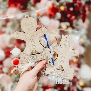 Christmas Ornament DIY, DIY Gingerbread for Kids, Stocking Stuffers, Personalized Paint Kit, Christmas Eve Box for Kids