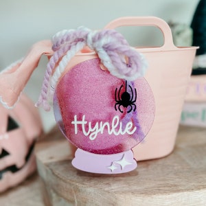 Crystal Ball Halloween Basket Tag, Boo Basket, Halloween Bucket Personalized Basket Tag, Kids Halloween Basket,  Halloween Gifts for Kids