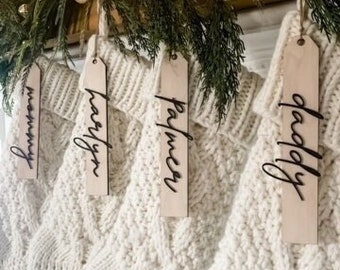 Stocking Tags, Personalized Stocking Tags, Laser Cut Stocking Tags, Minimalist Stocking Tags, Neutral Christmas Decor