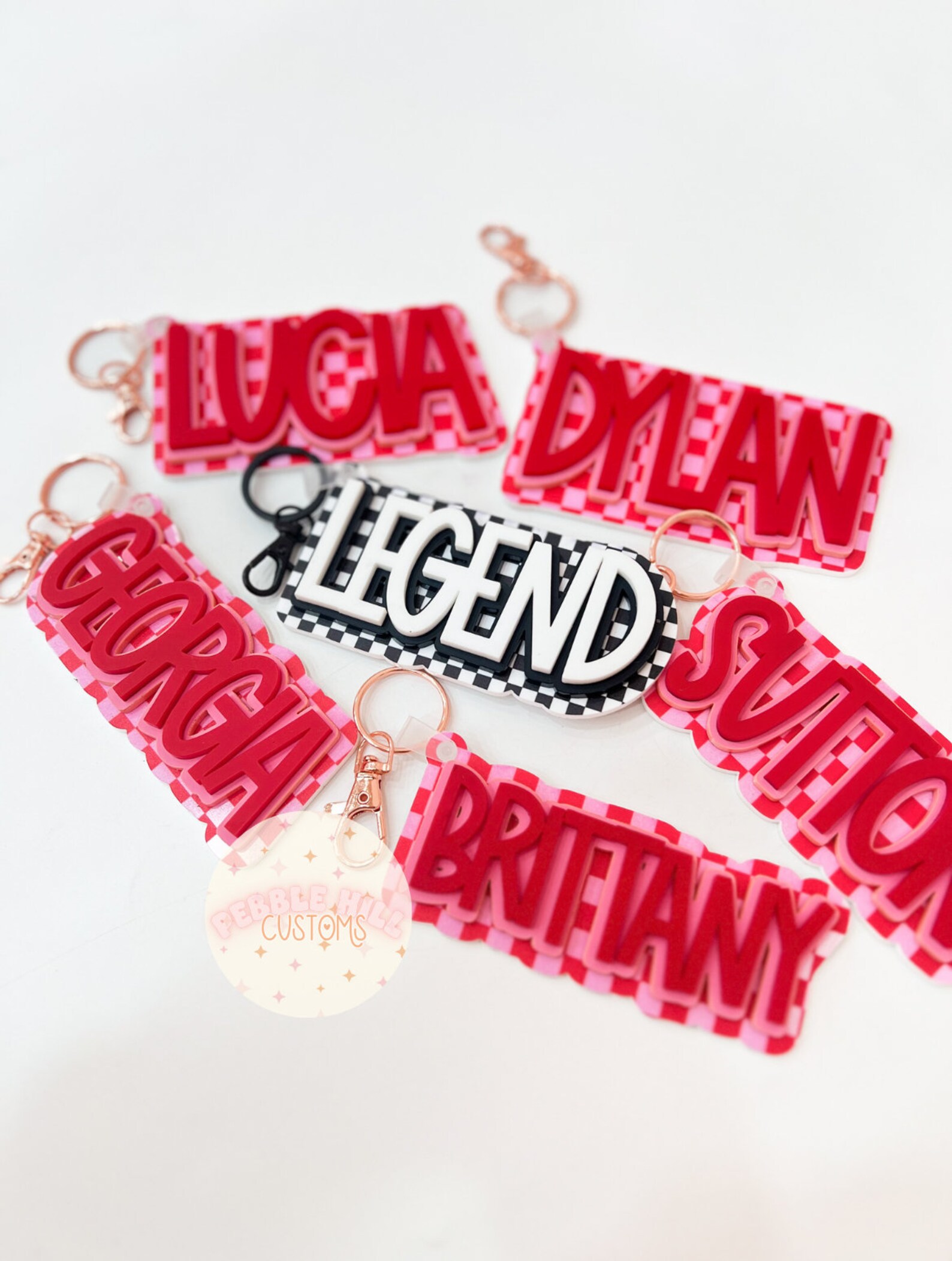 Tag Words For Keychains Checkered Backpack Tags, Kids Keychains, Personalized Keychain, Acrylic ...